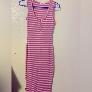 Heart and Hips Stripe Maxi Dress Pink/White Small Size